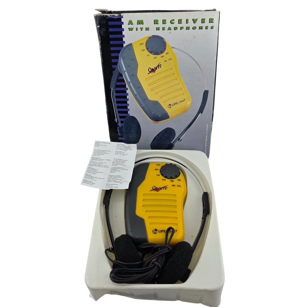 Lifelong AM Receiver Headphones Sports Excellent‎ Vintage Sports Radio With Box